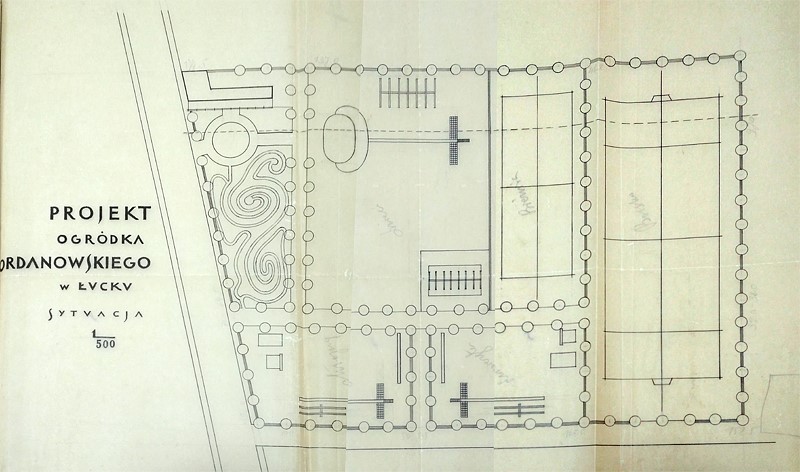 Projekt Ogrodu Jordanowskiego w Łucku. Kopia z Archiwum Państwowego Obwodu Wołyńskiego