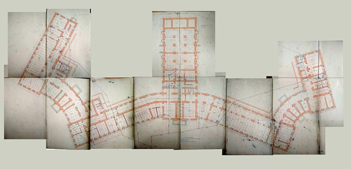 Drugi projekt Państwowego Gimnazjum imienia Tadeusza Kościuszki w Łucku. Architekt Kazimierz Tołłoczka