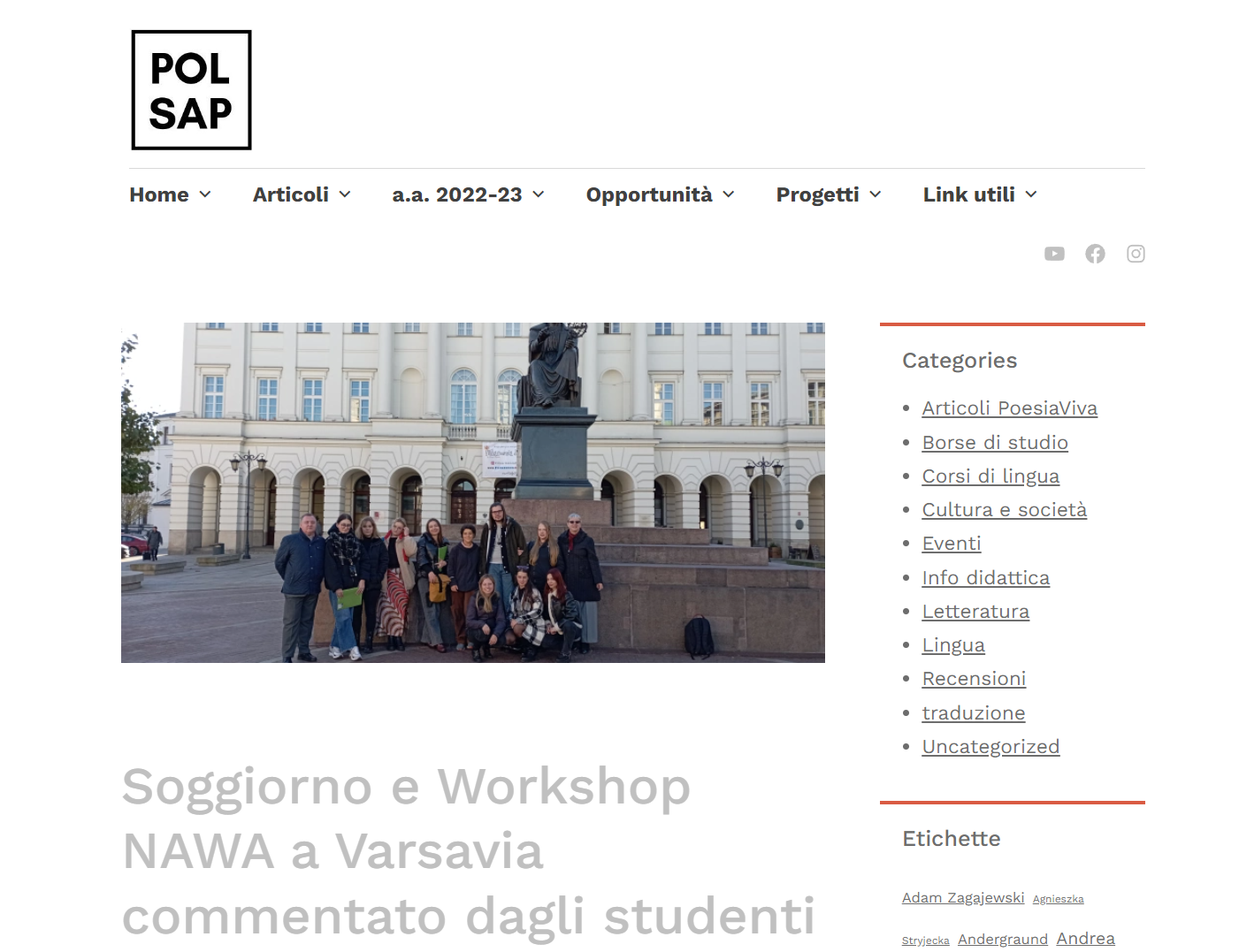 artykuł na blogu polonisticasapienza dotyczący warsztatów