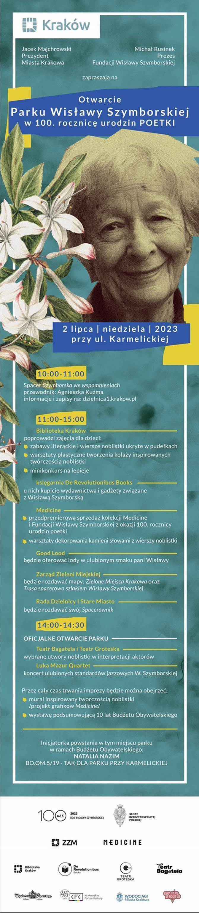 Otwarcie Parku Wisławy Szymborskiej - program wydarzenia